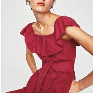 💃🏻 ZARA RUFFLE LINEN BLEND DRESS 💃🏻